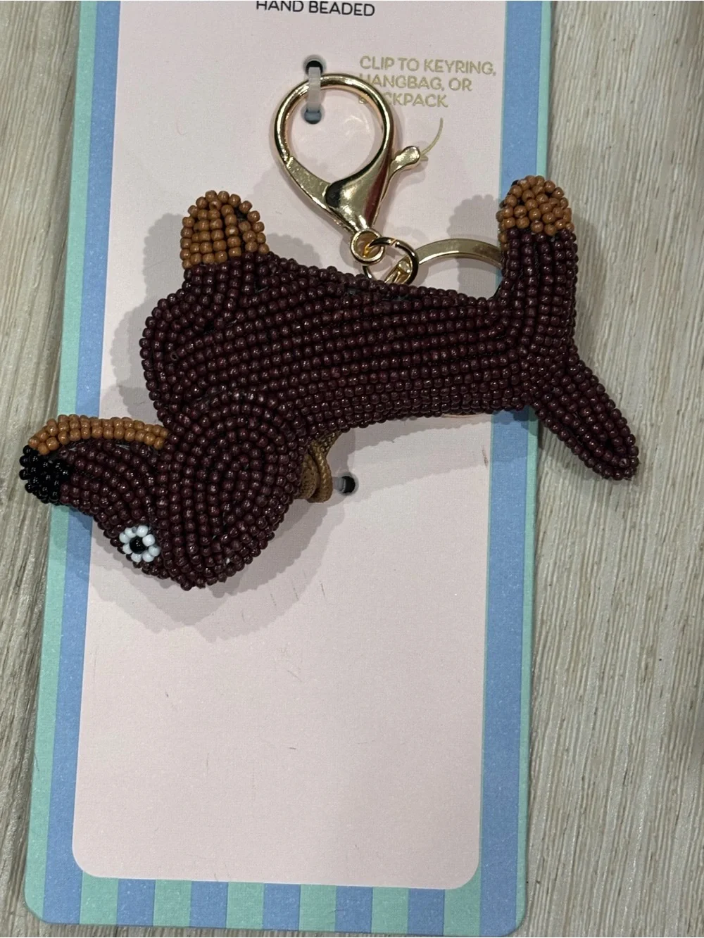 NIB Piper K Beaded Dachshund Keychain Bag charm